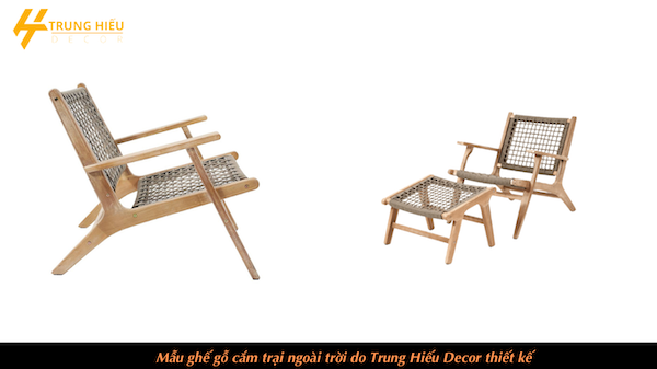 Mẫu ghế gỗ 361 cắm trại ngoài trời do Trung Hiếu Decor thiết kế